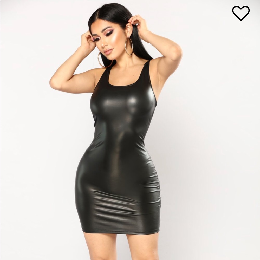 Fashion Nova Black Leather Dress